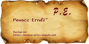 Pevecz Ernő névjegykártya